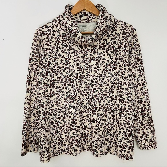 L.L. Bean Women's Floral Print Top - Cream and Black - Picture 1 of 5